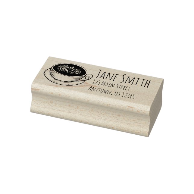 Seattle Coffee Cup Latte Personalised Address Rubber Stamp (Stamp)