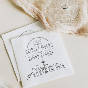 Seattle Deco Skyline Wedding Event Napkins