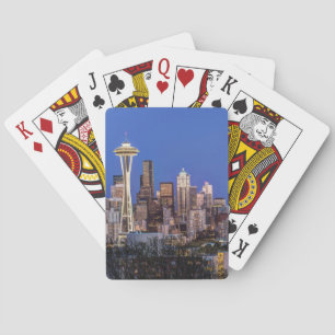 Seattle, Downtown and Mt. Rainier at Twilight Playing Cards