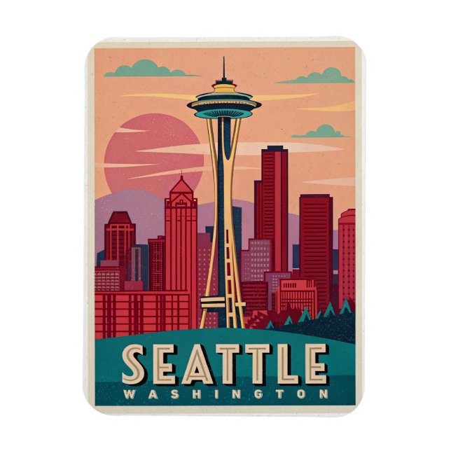 Seattle - Emerald City Skyline  Magnet (Vertical)