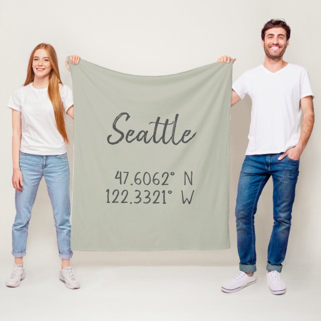 Seattle GPS Coordinates Longitude Latitude      Fleece Blanket (In Situ)