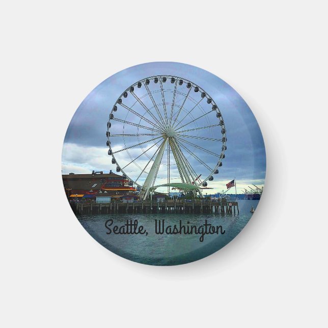 Seattle Great Wheel #2 Round Magnet (Front)