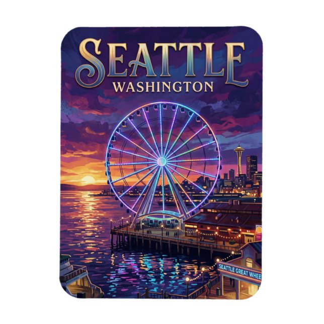 Seattle Great Wheel USA Magnet (Vertical)