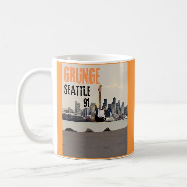 Seattle Grunge 1991 Music Vibe Coffee Mug (Left)