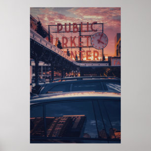 Seattle Iconic Pike Market Centre Poster