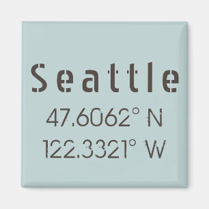 Seattle Latitude and Longitude Magnet