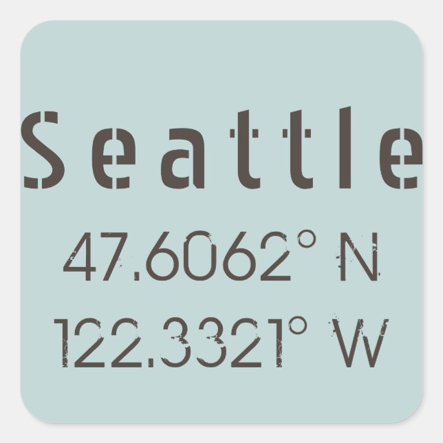 Seattle Latitude and Longitude Square Sticker (Front)