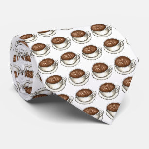 Seattle Latte Coffee Lover Foodie Coffee Cup Tie