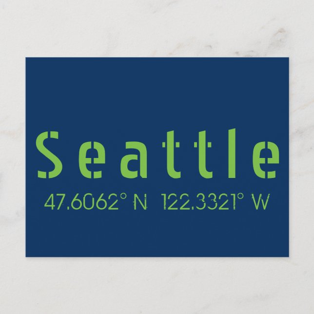 Seattle Longitude Latitude Team Colours  Postcard (Front)