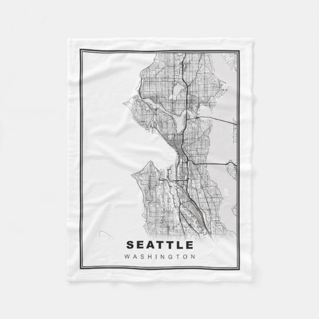 Seattle Map Fleece Blanket (Front)