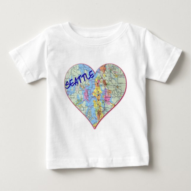 Seattle Map Heart Baby T-Shirt (Front)