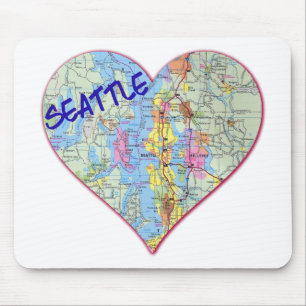 Seattle Map Heart Mouse Pad