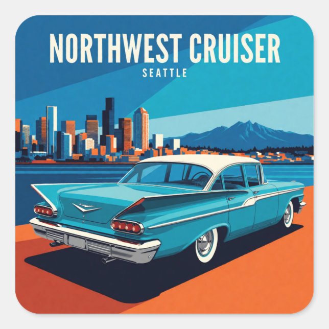 Seattle Northwest Classic Car Square Sticker (Front)