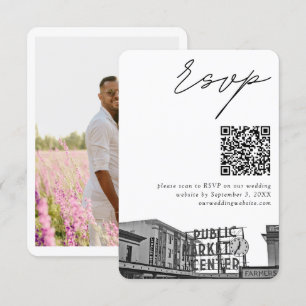 Seattle Pikes Place Wedding RSVP QR Code Small Enclosure Card