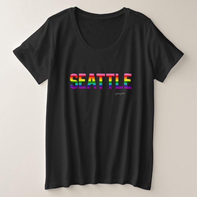 Seattle Pride T-shirt | Rainbow Flag  Plus Size T-Shirt (Design Front)