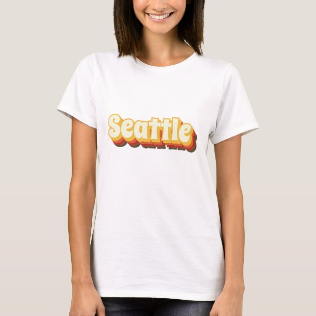 Seattle Retro Vintage Text T-Shirt (Front)