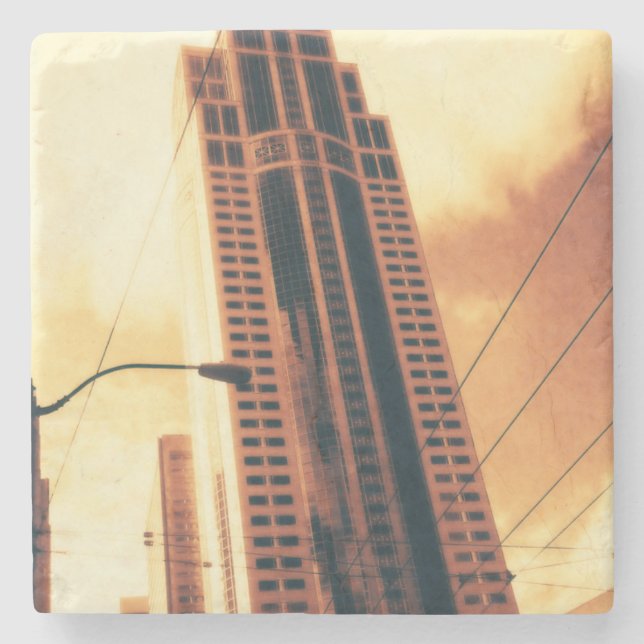 Seattle Sky Scraper - Sepia Stone Coaster (Front)