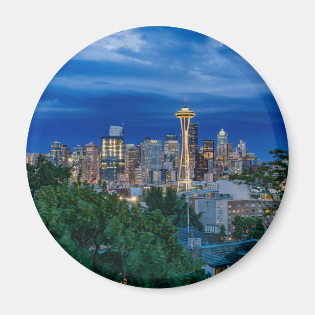 Seattle Skyline at Dusk Magnet (Front)