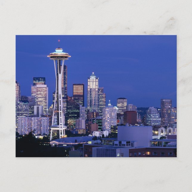Seattle Skyline at Dusk Postcard (Front)