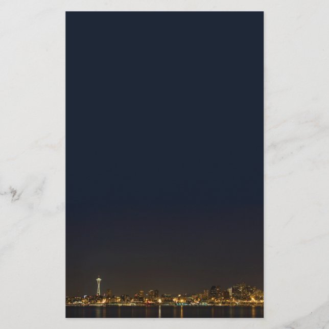 Seattle Skyline at Night Stationery (Front)
