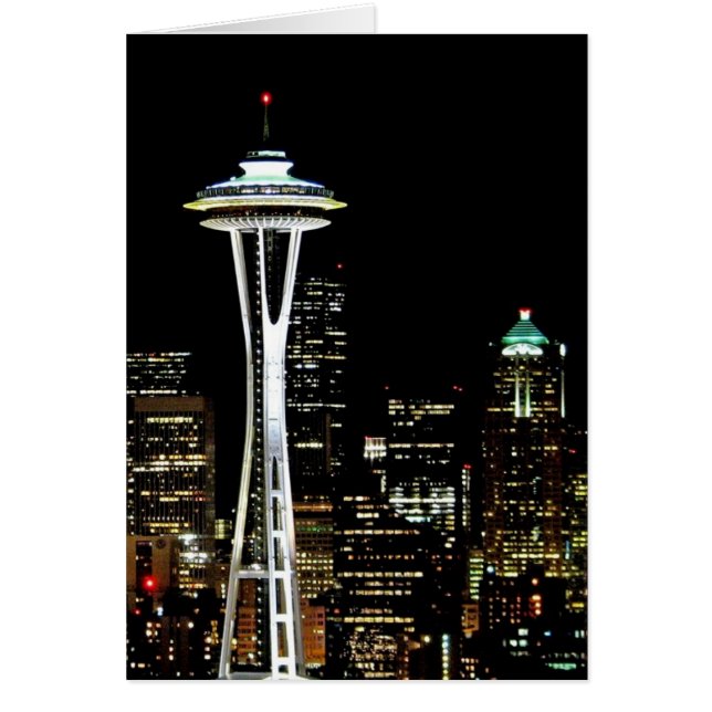 Seattle skyline at night, with Space Needle. (Front)