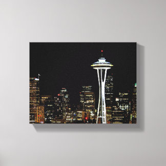 Seattle skyline at night, with Space Needle. Canvas Print