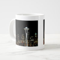 Seattle skyline at night, with Space Needle.