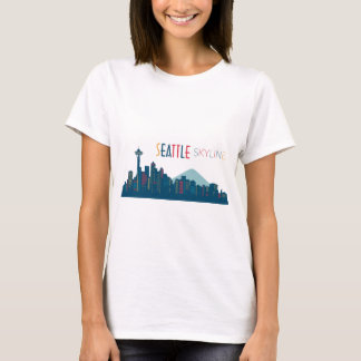 Seattle Skyline Blue T-Shirt
