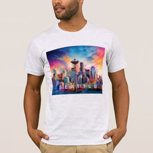 Seattle Skyline Graffiti Art  T-Shirt (Front)