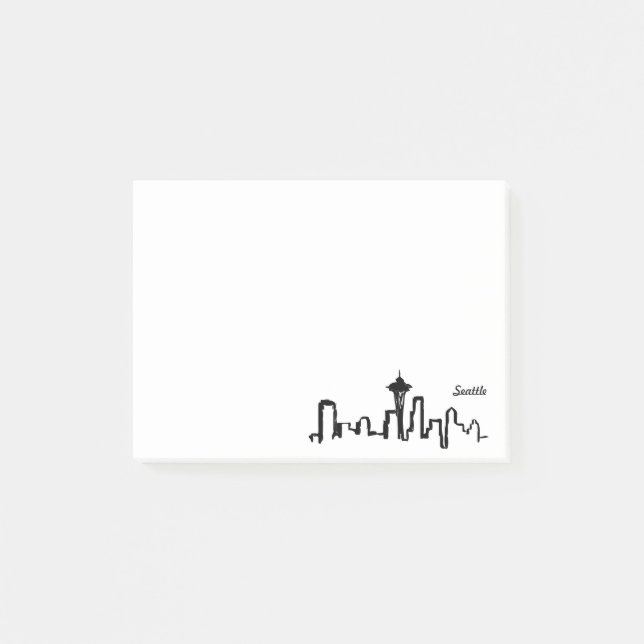 seattle skyline in black ink post-it notes (Front)