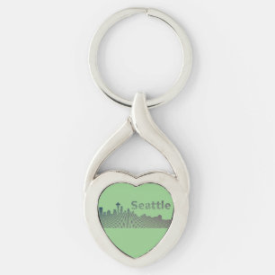 Seattle skyline line art key ring