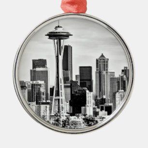 Seattle Skyline Metal Tree Decoration