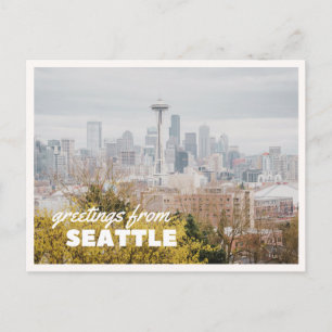 Seattle Skyline Retro Vintage Travel  Postcard