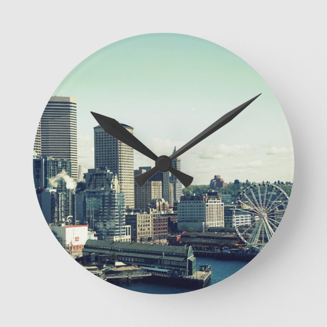 Seattle Skyline Round Clock (Front)