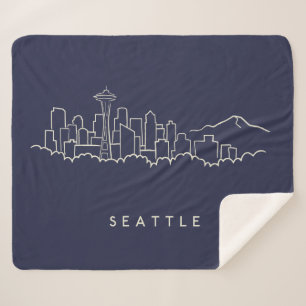 Seattle Skyline Sherpa Blanket