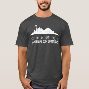 Seattle Skyline Silhouette GPS Coordinates City T-Shirt