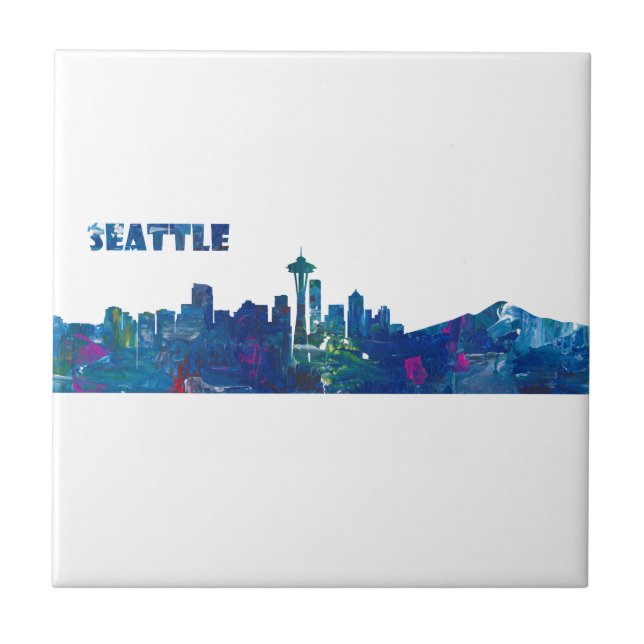 Seattle Skyline Silhouette Tile (Front)