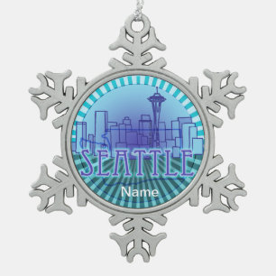 Seattle Skyline snowflake ornament