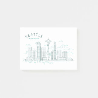 Seattle Skyline Stroke Post-it Notes