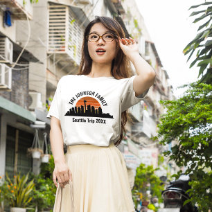 Seattle Skyline Sunset Custom Vacation Women's T-Shirt