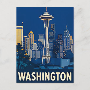 🌲 Seattle Skyline Travel Adventure ☁️ Postcard