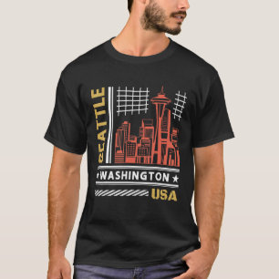 Seattle Skyline Vintage Seattle Washington T-Shirt