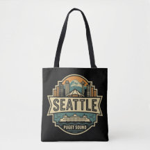 Seattle Skyline Washington USA Retro Badge