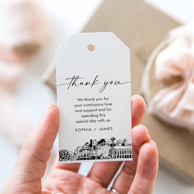 Seattle Skyline Wedding Thank You Favour Tag (Creator Uploaded)