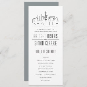 Seattle Stylised Skyline   Wedding Program Invitation