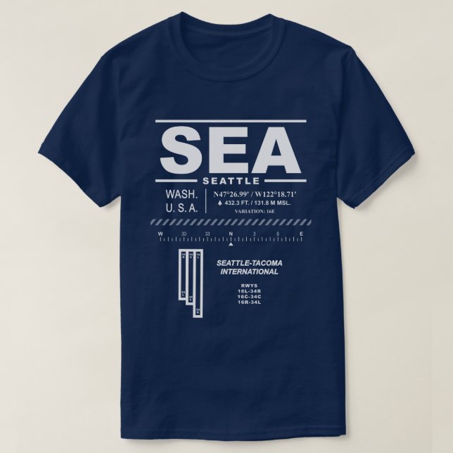 Seattle-Tacoma Int'l Airport SEA T-Shirt (Design Front)