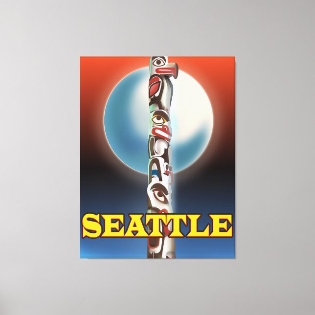 Seattle Totem pole travel poster print (Front)