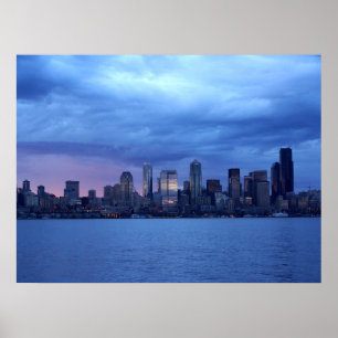 Seattle Under Clouds Poster