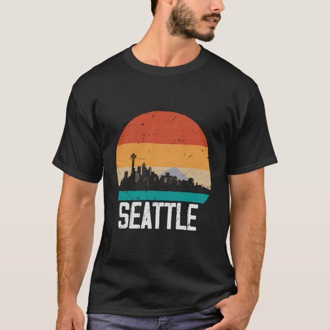 Seattle Usa Sunset Skyline Seattle T-Shirt (Front)