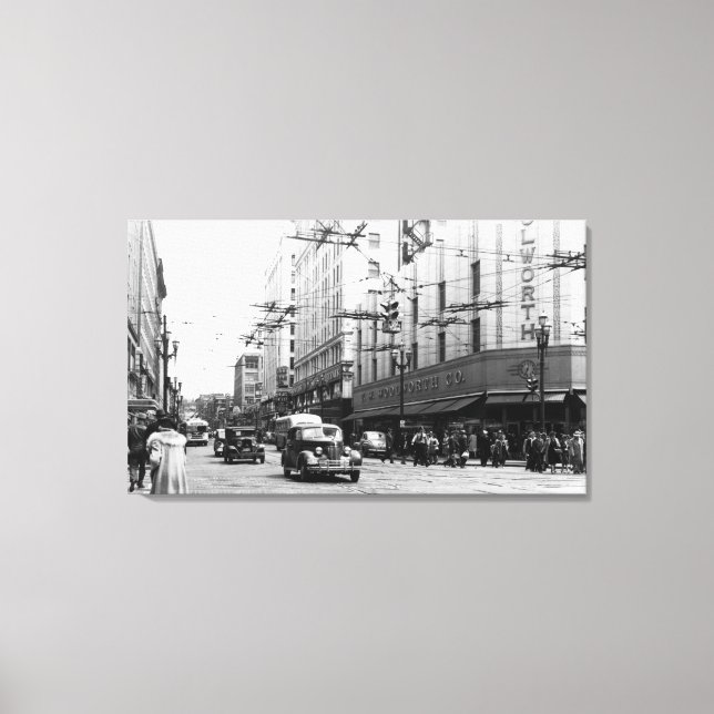 Seattle, WA Street Scene Downtown Photograph Canvas Print (Front)